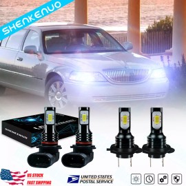 SHENKENUO 6000K White For Lincoln Town Car 2003-2011 Combo LED Headlight Hi Low Beam Bulbs
