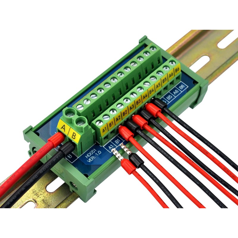 DIN Rail Mount 30Amp 48V 2x12 Position Screw Terminal Block