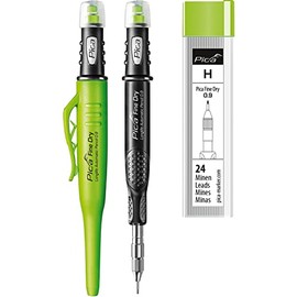 vasalat Pica Deep Hole Marker Fine-Dry 0.9, Pencil Drill Hole Marker 7070 + 24 Replacement Graphite Leads H 7050