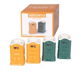 Funny Ceramic Porta Potty Shot Glasses: White Elephant Gag Fun Novelty Yankee Party Exchange Gifts for Adults，Humor Shot Glass Secret Santa and Shot Glass Collectors，Christmas Gifts for Men Women