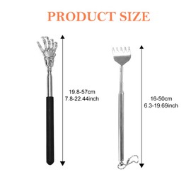 2 Stück Rückenkratzer Ausziehbar,Kratzhand Rückenkratzer Back Scratcher,Rückenkratzer Edelstahl Teleskop Rücken Kratzer für Kopf und Rücken Massage