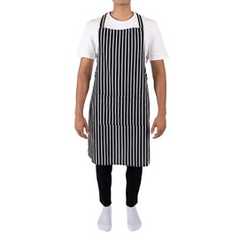 ASD Accessories New Chefs Apron Professional Quality Butchers Kitchen Cooks Restaurant School BBQ Bistro College Double Pockets 100% Cotton (Black)