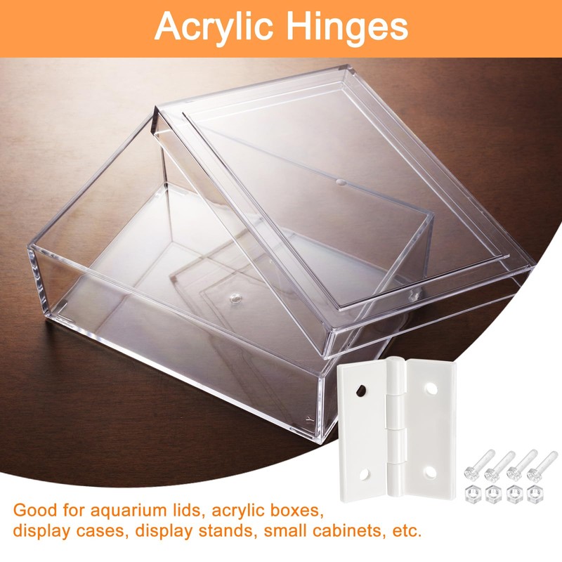 sourcing map 4 x Acrylic Hinges 1.8 x 1.5 Inch