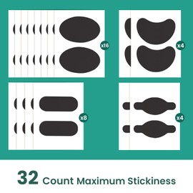 Welnove Moleskin Adhesive Pads for Feet,Blister Bandages for Feet, Mole Skin Patch for Feet Heels, Skin Tape Stickers for Feet - 32 Sheets of 4 Shapes, Black