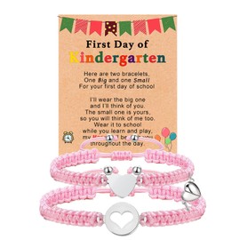 SKIRIFLA First Day of Kindergarten Bracelet Mommy and Me, Matching Heart Bracelet for Mother and Daughter, First Day of School Bracelets Gifts for Girls, Back to School Stuff Gifts- Heart