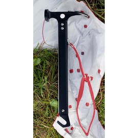 SE 12" Black Aluminum Claw Hammer with Tent Peg Remover - 13oz, Carbon Steel Head, Wide Digging Claw, Flat Face, Safety Hand Strap - Ideal for Camping & Outdoor Use