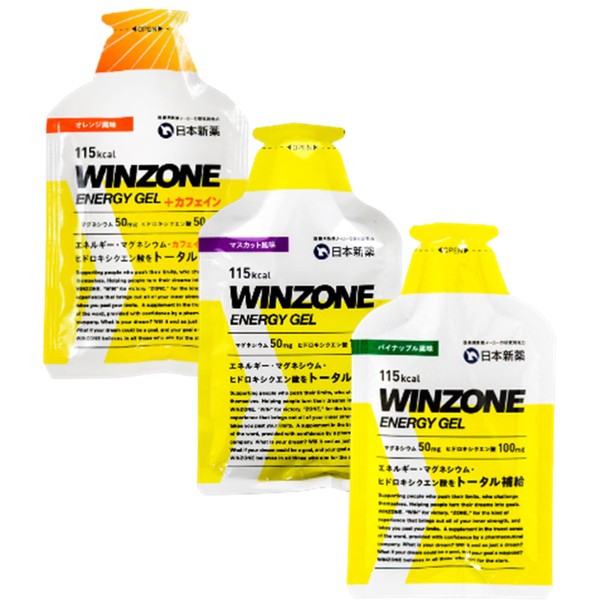 日本新薬 WINZONE（ウィンゾーン）エナジージェル 6袋 （パイナップル、マスカット、シークワーサー風味各2袋）国内製造 ヒドロキシクエン酸 マグネシウム エネルギー補給