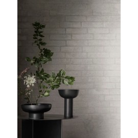 blomus MIYABI Ceramic Vase - Low Profile with Flower Grid (Black)