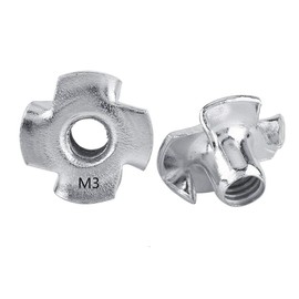 T Nut Four-Pronged Tee Nuts Zinc Plated Carbon Steel Nuts for Woodworking Furniture M3/M4/M5/M6/M8 (M3-50pcs)