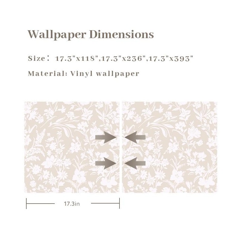 LiKiLiKi Peel and Stick Wall Paper Khaki and White Floral