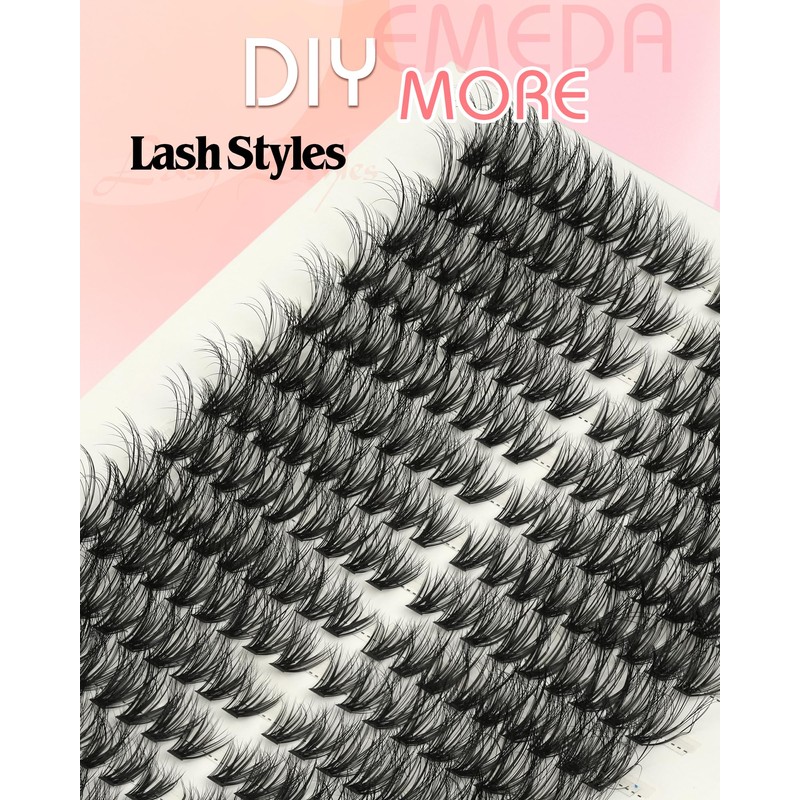 EMEDA 3D Cluster Eyelashes, 40D Eyelash Extensions, 8-16 mm, Mix,