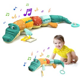 WISHTIME Baby Toys 0-6 Months,Musical Sensory Toys for Babies 6-12 Months Baby Gifts 6-12 Months Montessori Toys for Babies Newborn Toys 0-3 Months Baby Essentials for Newborn Toddler Toys, Crocodile