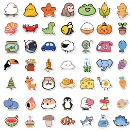 QTL Waterproof Vinyl Mini Cute Animals Stickers Pack Water Bottle Laptop Cartoon Stickers for Kids Girls Boys Teens Party Supplies 100Pcs