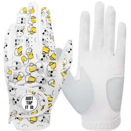 AXKAL Golf Gloves Men Left Hand Microfiber Premium All Weather Grip with Ball Marker Pack, Mens Golf Glove Comfortable Soft Outdoor (Yellow, ML)