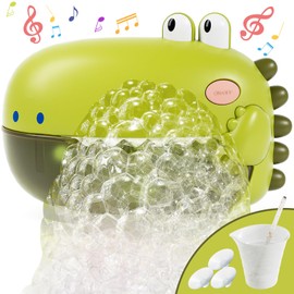Lehoo Castle Baby Bath Toys, Dinosaur Bath Bubble Machine, Bath Toys for Toddlers 18 Months+, Automatic Bathtub Toys Bubble Maker Gifts for Boys Girls, Green