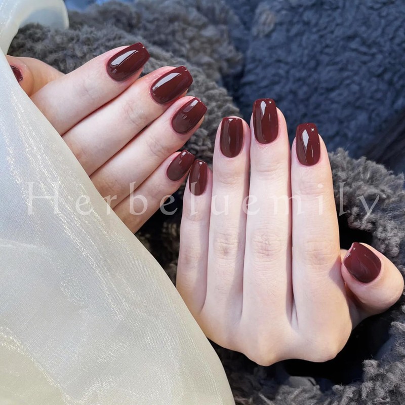 Herbeluemily Nail Tip, Short, Handmade, Storage Case, 10 Pieces, Gel