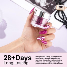 EODCI 1OZ Glitter Hot Pink Dip Powder Color, Nail Dipping Powder French Powder Pro Collection System Nail Art Starter Manicure Salon DIY at Home, Odor-Free&Long-Lasting, No Needed Nail Lamp Curing