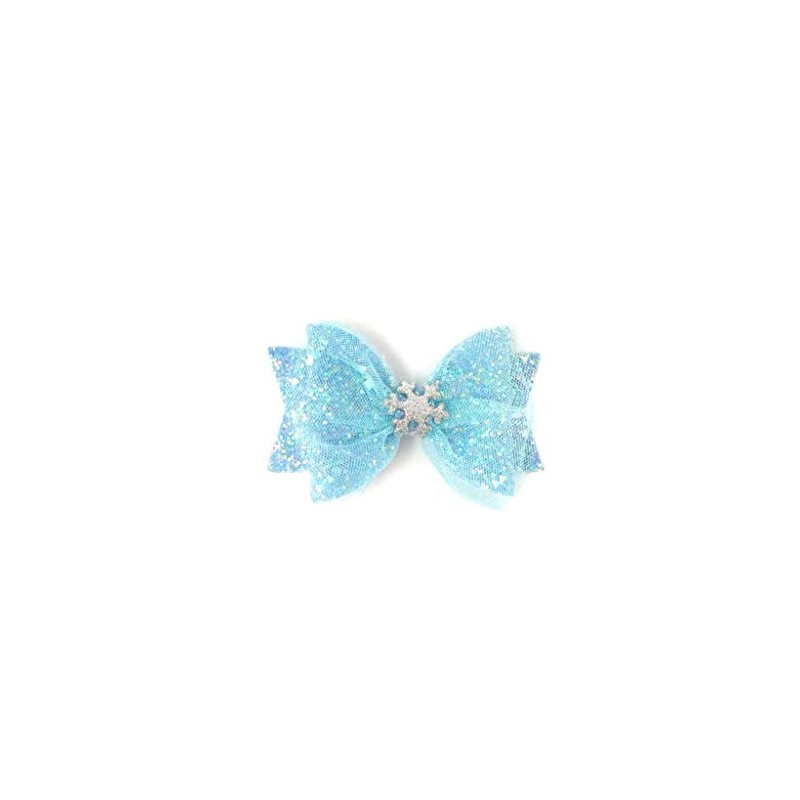 Princess Elsa Inspired Hair Clip Turquoise and Silver Glitter Snowflake
