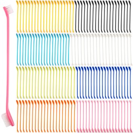 Norcoin 160 Pcs Dog Toothbrush Dual Head Dental Brushes Bulk Pet Tooth Brushing Kit Puppy Long Handle Toothbrush for Large and Small Dogs Cats Most Pets Teeth Cleaning Oral Care Supplies, 8 Colors