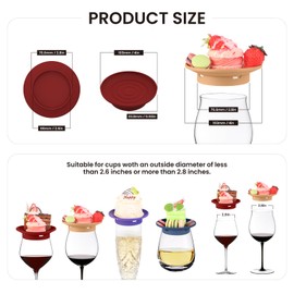 Yebicola Wine Glass Charcuterie Topper, Food Grade Silicone Wine Glass Covers To Keep Bugs Out, 4 Colors Mini Charcuterie Boards For Wine Glass, Reusable For Suitable Banquet Wedding Party (8 PCS)