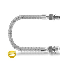 Industrial Grade Compressor Jumper Hose, 1" NPT Male x 40" Length, 750°F, 450 PSI, Flexible Whole Body Stainless Steel Metal Hose with Rotate Freely Fittings and Thread Seal Tapes