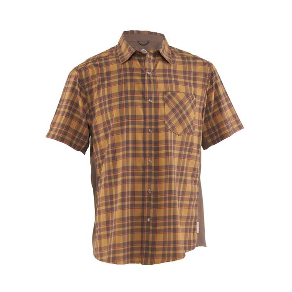 Club Ride Detour Men's Short Sleeve Snap Down Top, Khaki/Cayenne,