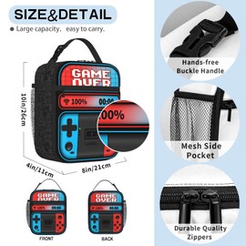 Video Game Lunch Bag Kids Insulated Game Lunch Box for Boys Girls Kids Teens School Work Office Travel Picnic Hiking Beach Reusable Waterproof Leakproof Portable Fits Most Bento Boxes