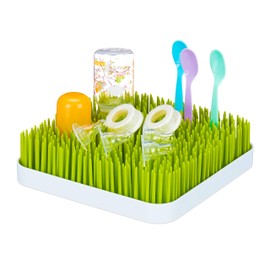 little Choice Drainer Baby Bottles, Collection Tray, Grass Design, Bottle Dryer, Plastic, 23 x 23 cm, Green/White