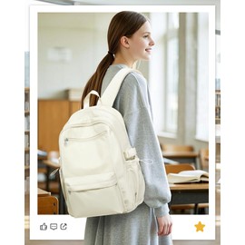 School Backpack for Teen Girls Lightweight College Backpack Women Travel Backpacks Waterproof High School Bookbag for Men Classic Casual Daypacks(Beige)