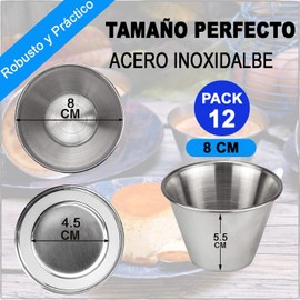 LOW&EE® Stainless Steel Pudding Mould for Pudding Individual Moulds Baking Mould Non-Stick Dessert Sauce 12 Pieces Diameter 8 cm