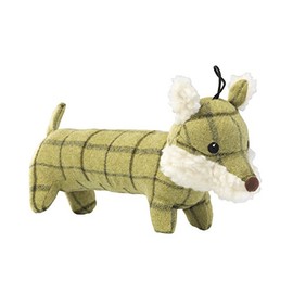 House of Paws Tweed Plush Long Fox Dog Toy, Green
