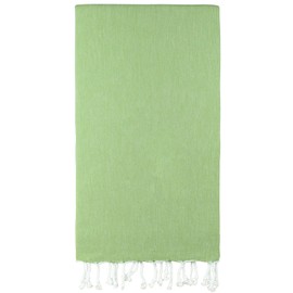 AYSIBOO Beach Towel Made of 100% Cotton 180 x 95 cm I Traditional Hammam Towel I Sauna Towel I Ideal for Sauna Beach Fitness Yoga Sport Hammam I Peshtemal Fouta Towel - Green Plain