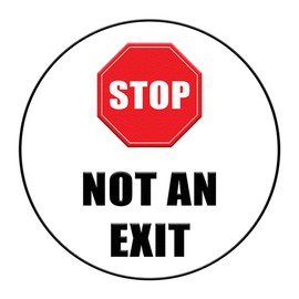 Stop Not an Exit Floor Decals Red Black Anti-Slip Round Shape Lifestyle Industrial Signs Stickers 17Inches Longer Side