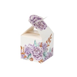 25 Lavender Peony Floral Top Party Favor Boxes 3x5" Thank You Presents Wrapping Paper Box for Garden Tea Party Baby Shower Birthday Events Reception Wedding Home Decorations Supplies