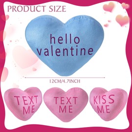 Menkxi 12 Pcs Valentine's Day Plush Conversation Heart Pillow Toy 5 Inch Love Heart Shaped Pillow Stuffed Heart Throw Pillows Toy for Bedroom Living Room Sofa Car Valentine's Day Gifts