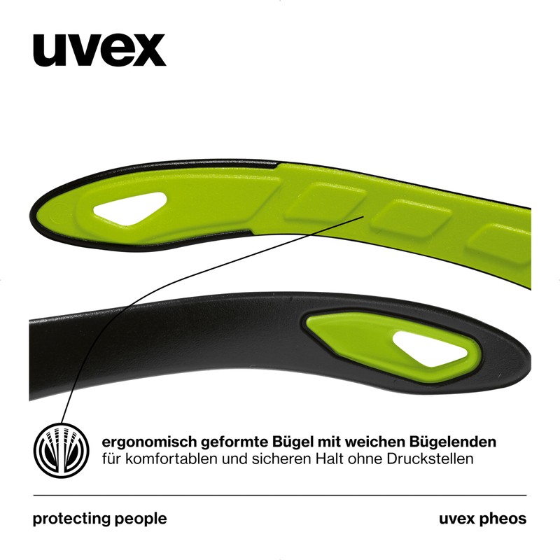 Uvex Pheos - Safety Glasses - Temple Glasses Supravision Excellence