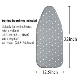 MZXcuin Small Ironing Board Cover Scorch Resistant, Table top Ironing Board Cover with Padding Heat Reflective Heavy Duty Pad (Gray dot, 12.5"x32")