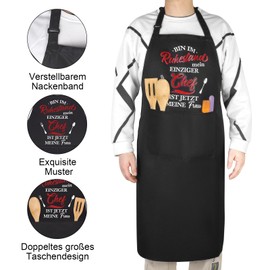 Livdouyu Retirement Gift for Retirees Apron, Funny Cooking Apron for Men, Retirement Gift for Men, Retirement Gift, Farewell Gift - Ich bin im Rhuestand, mein eiziger Chef ist jetzt meine Frau, black