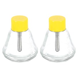 HARFINGTON 2pcs Glass Solvent Alcohol Dispensers 180ml(6.1oz) Conical Push Down Liquid Dispenser Pump Bottle with Plastic Lid and Copper Core for Acetone Polish Remover