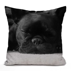 Tomda French Bulldog Cotton Linen Cushion Cover Home Decorative Throw Pillow Case for Sofa Couch Bedding 45x45cm 18x18 Inch