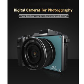 Cámaras Digitales para Fotografía, 4K 48 MP Auto Focus Vlogging Camera para Youtube, Front Rear Dual Lens, 3.0 Pulgadas 18X Zoom Full HD Videocámara Videocámara para