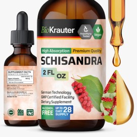 BIO KRAUTER® Schisandra - Liquid Drops Schisandra Berry 650 mg per Serving 2 Fl.Oz 28-Day Supply - Pure Vegan Calm & Mood Support Supplement - Alcohol & Sugar Free - Natural Calm Drops for Relaxation