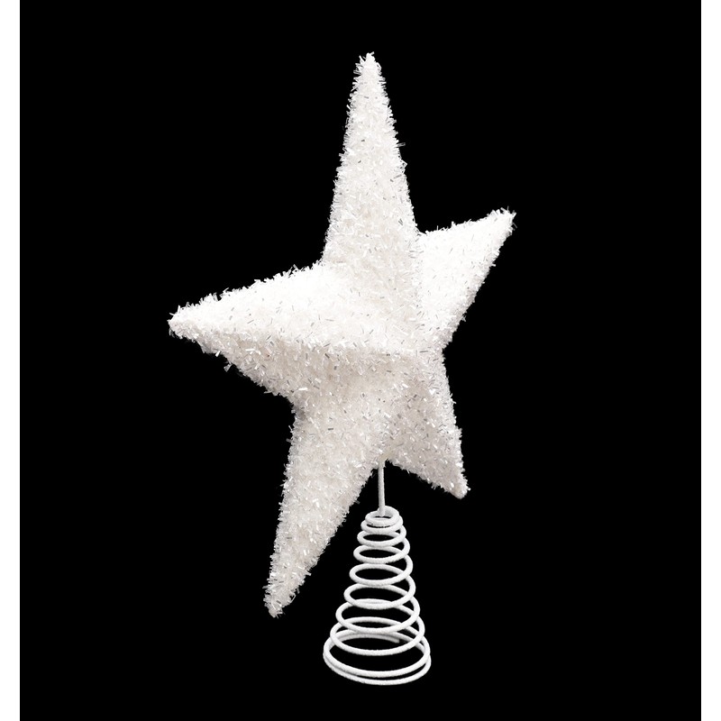 Toyland® 26cm Beautiful White Glittery Tree Top Star - Christmas