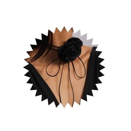 TseenYi Black Flower Rose Choker Necklace Large Flower Choker Necklace Vintage Large Flower Velvet Necklace Black Suede Velvet Collar Necklace Jewellery for Women and Girls, Zinc