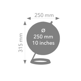 TROIKA Globe 23.5 Degrees Matte Globe Light Blue Seas & Beige Land Areas Diameter 25 Real Map Relief Chrome-Plated Metal Base in Brushed Look, Soft Felt Base