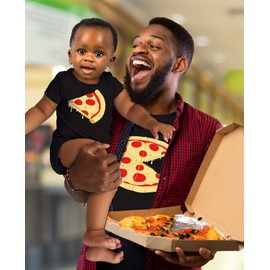 Tstars Pizza Pie & Slice Daddy and Me Matching Outfits Fathers Day Dad Baby Shirts Set Dad Black Large/Baby Black 18M (12-18M)