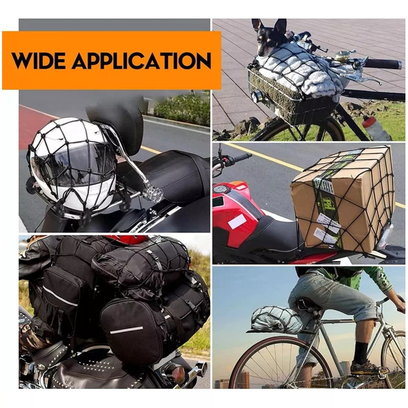 Redes Malla Moto Sujetar Casco Portabulto Cuerda Gancho 5pcs