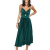 CUPSHE Midi Dress for Women 2025 Party Spaghetti Straps Sleeveless Pleated Cutout Formal Dress Green, M
