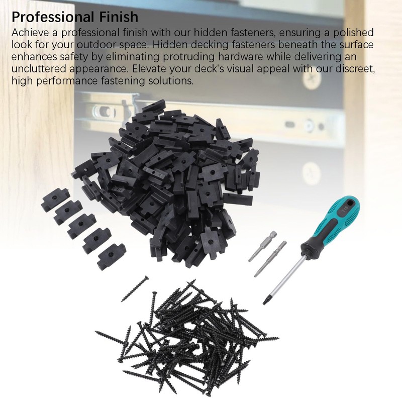 100pcs Hidden Decking Fasteners Robust for Wood Deck Frames, Grooved