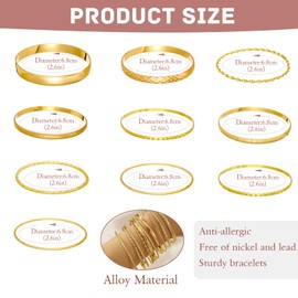 Uwiyo 10PCS Gold Bangle Bracelets for Women, Stackable Gold Bangles Indian Bangles for Womens Girls Jewellery Accessories for Wedding Birthday Party Costume (Gold Set 1)